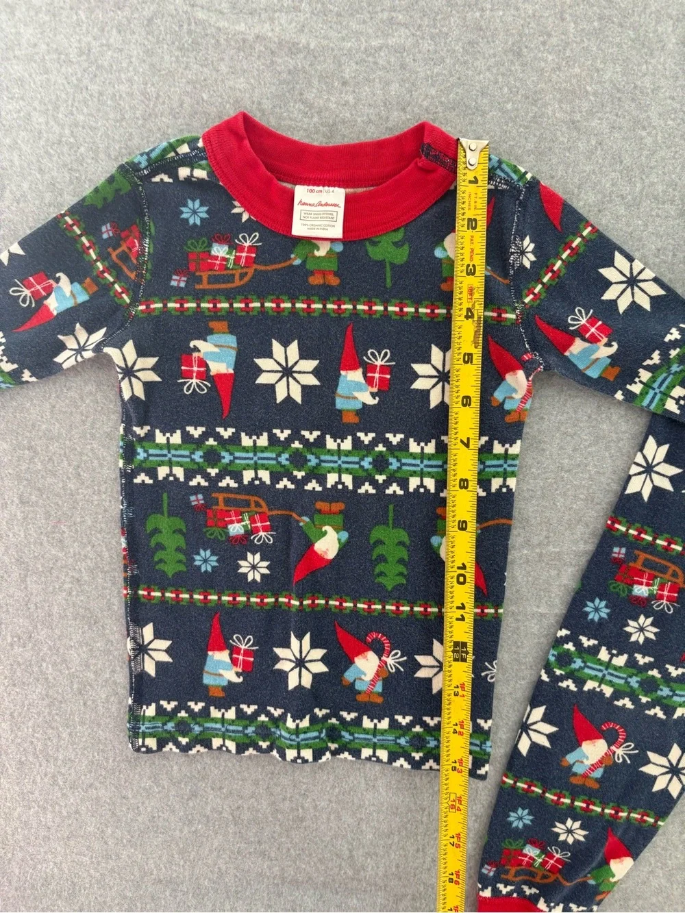 Hanna Andersson Navy Gnome Fair Isle Cotton Christmas Pajamas Size 4